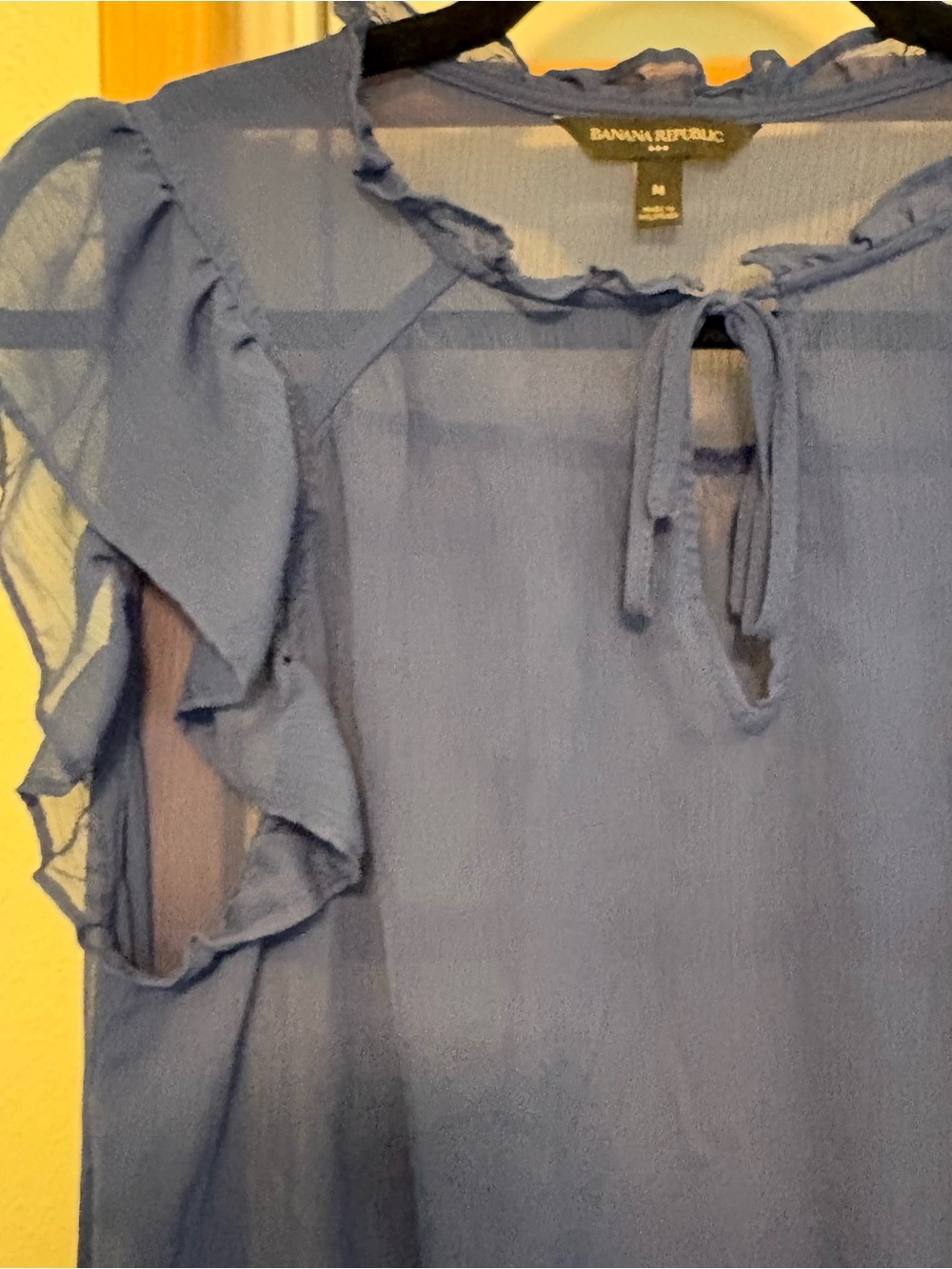 Banana Republic Navy Ruffle Sleeve Blouse - Picture 4 of 5